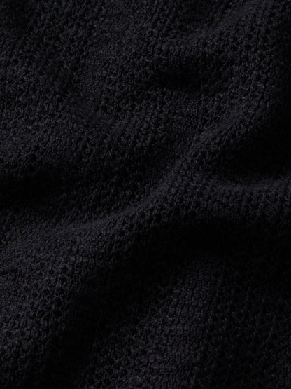 Black Seacoast Linen Jacquard Cardigan