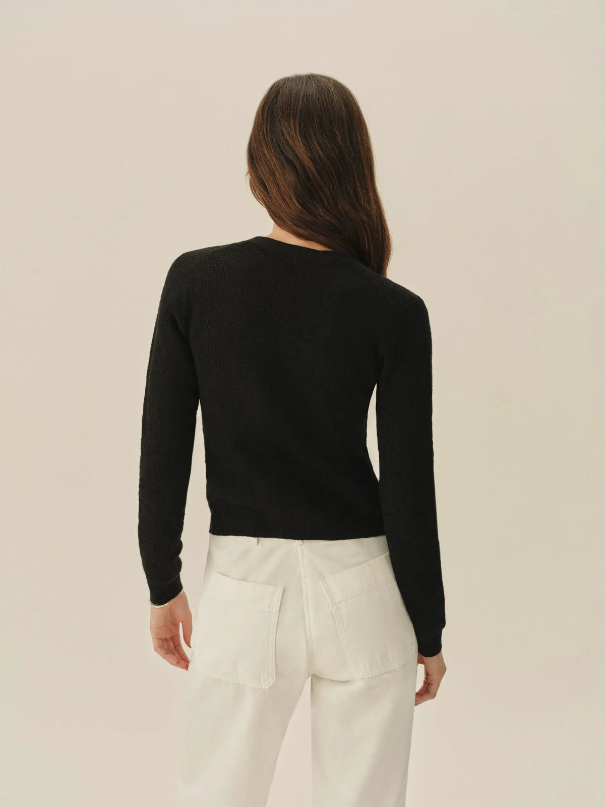 Black Seacoast Linen Jacquard Cardigan