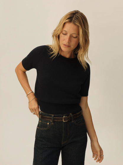 Dark Navy California Cashmere S/S Crew