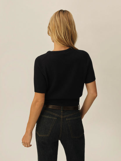 Dark Navy California Cashmere S/S Crew