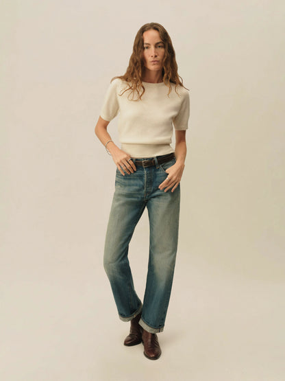Natural California Cashmere S/S Crew