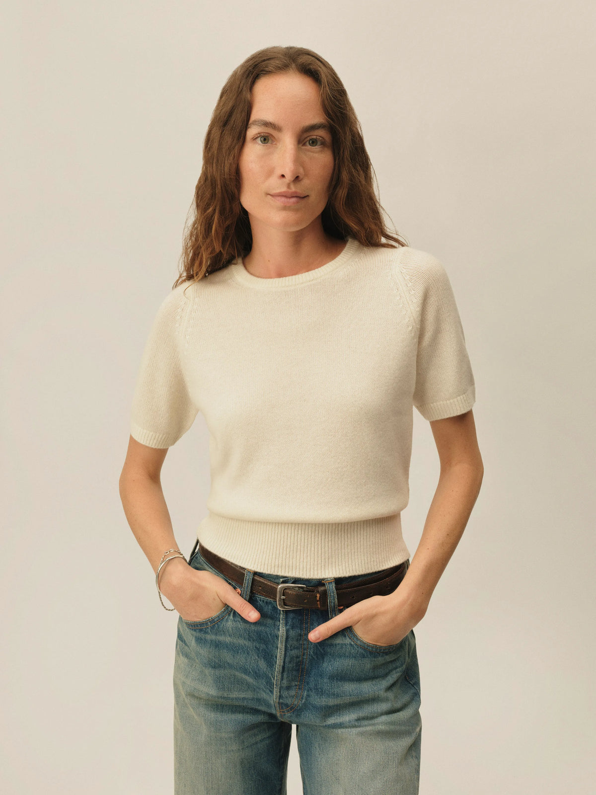 Natural California Cashmere S/S Crew