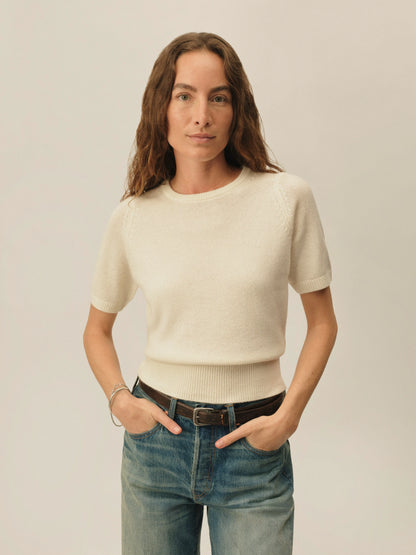 Natural California Cashmere S/S Crew