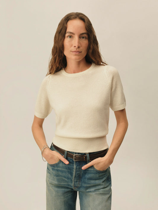 Natural California Cashmere S/S Crew