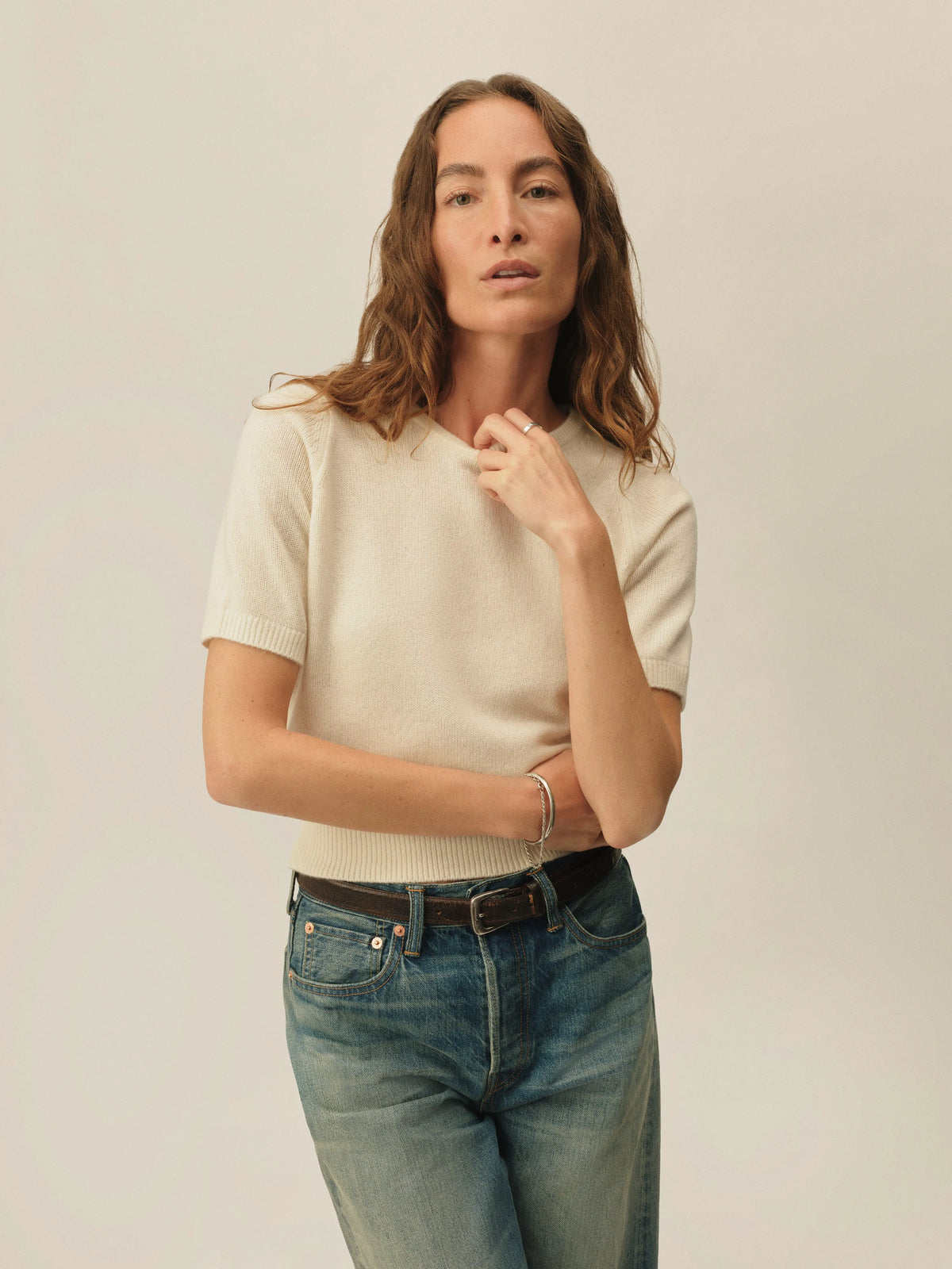 Natural California Cashmere S/S Crew