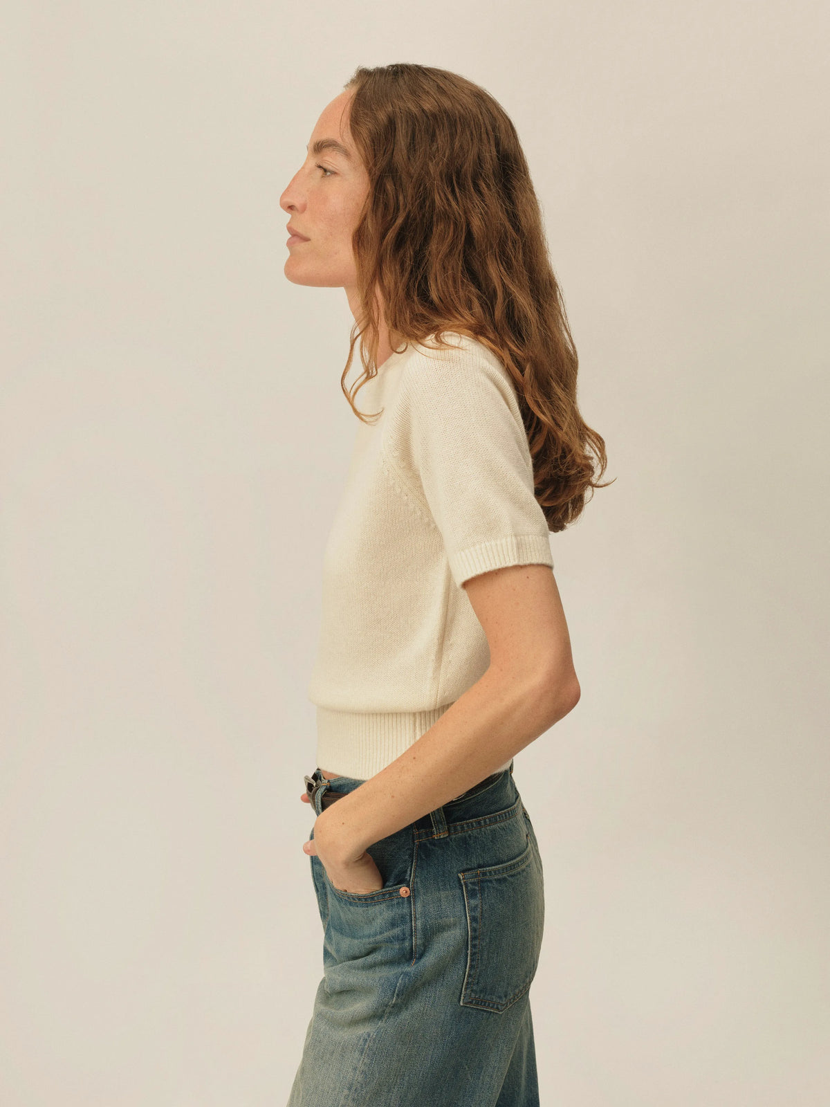 Natural California Cashmere S/S Crew