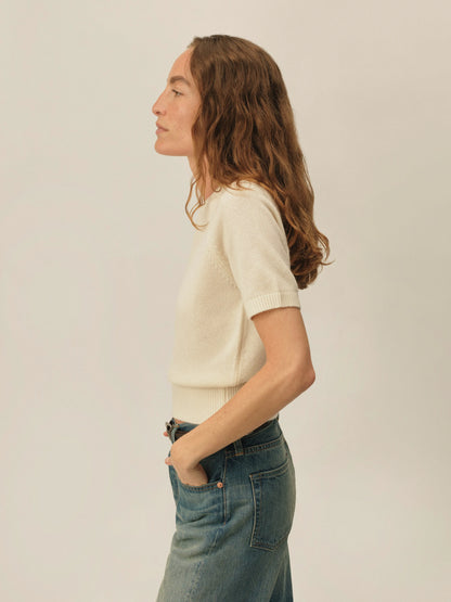 Natural California Cashmere S/S Crew