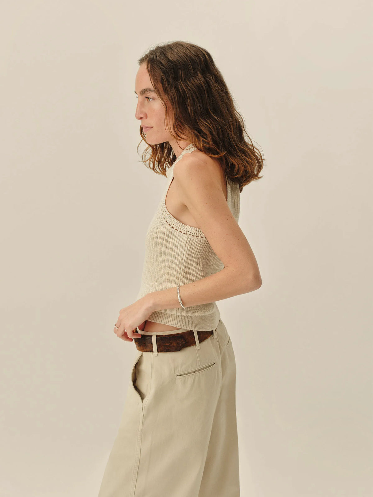Marled Oatmeal Seafarer Cotton Rib Tank