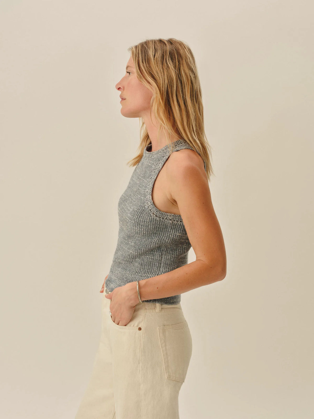 Marled Sky Blue Seafarer Cotton Rib Tank