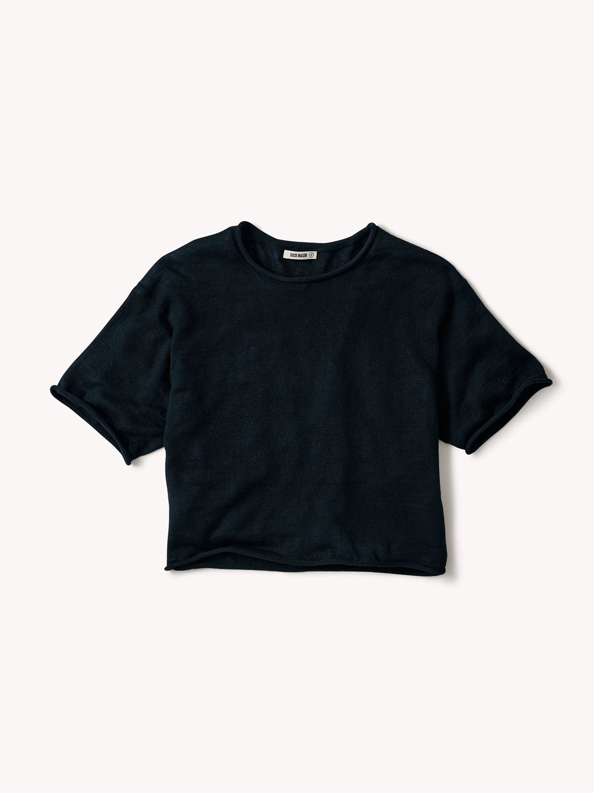Dark Navy Lighthouse Linen Roll Neck Tee