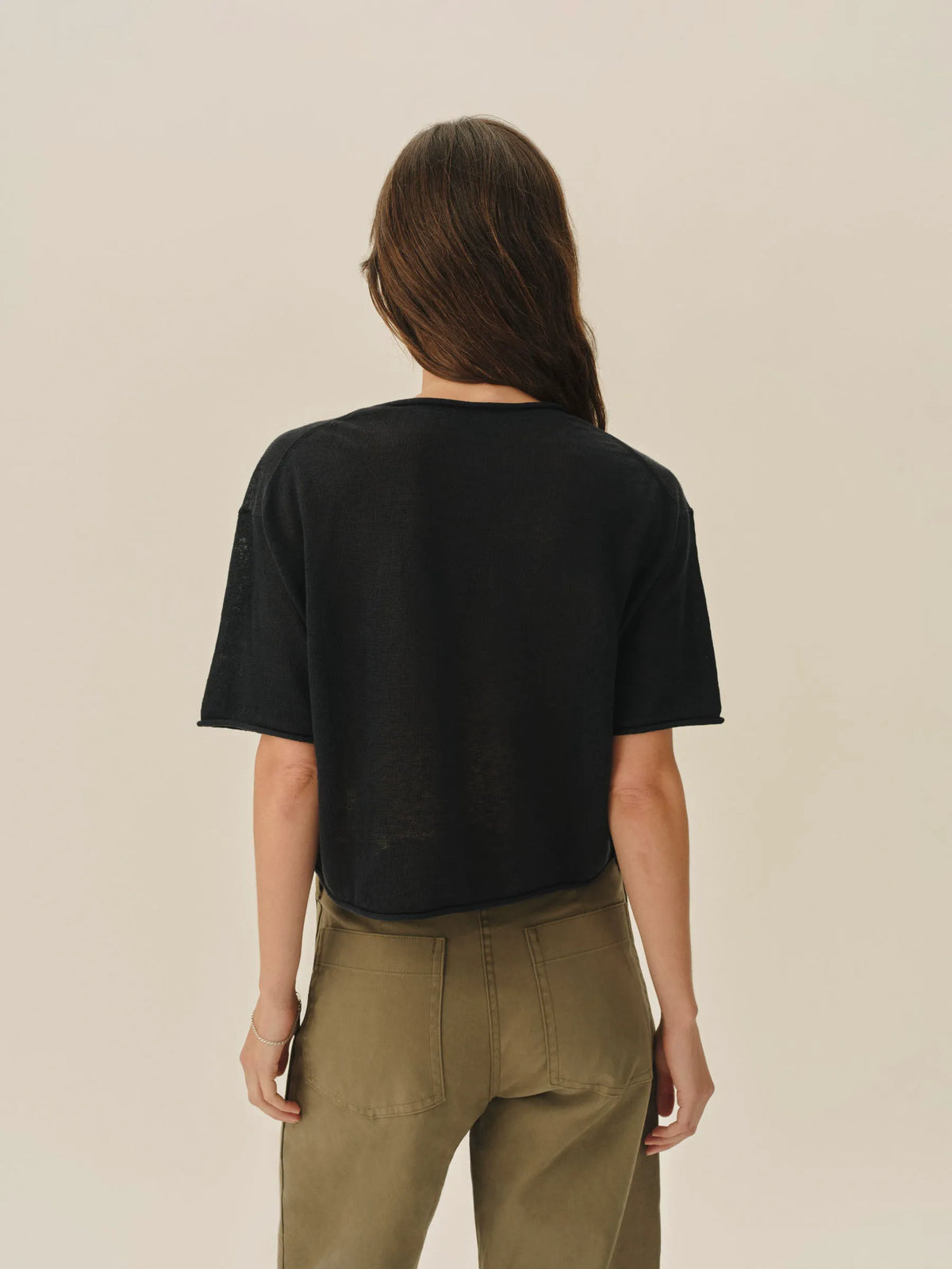 Dark Navy Lighthouse Linen Roll Neck Tee