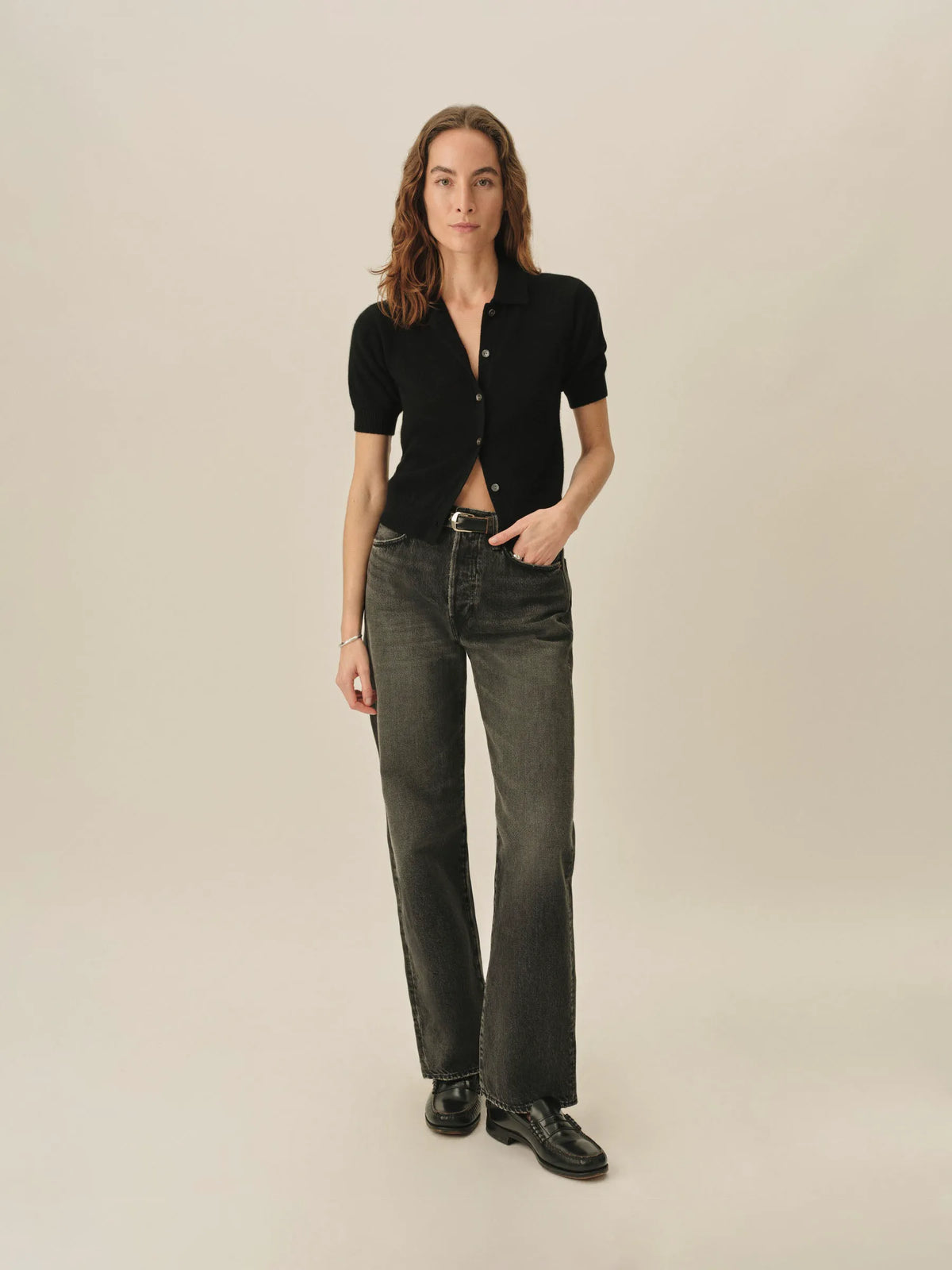 Black Whisperweight Cashmere Polo