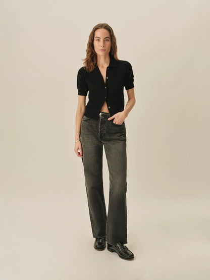 Black Whisperweight Cashmere Polo