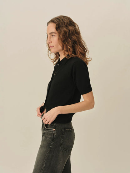 Black Whisperweight Cashmere Polo