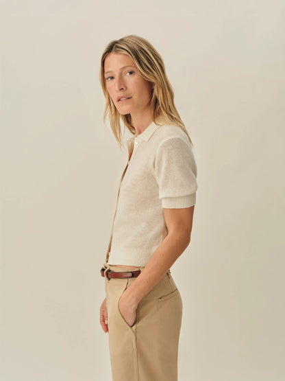 Coconut Whisperweight Cashmere Polo