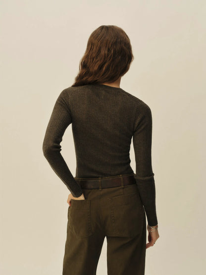 Antique Mineral Featherweight Silk Cashmere Pointelle L/S Crew