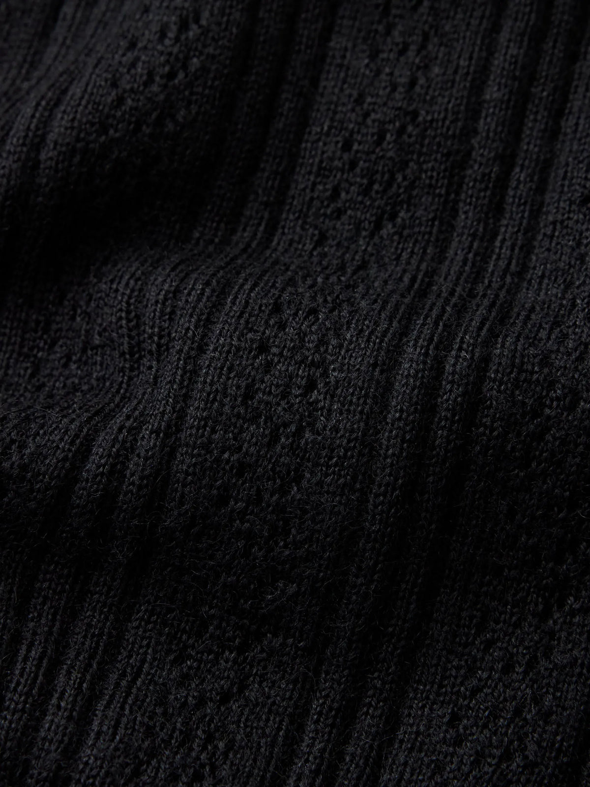 Black Featherweight Silk Cashmere Pointelle Collared Cardigan