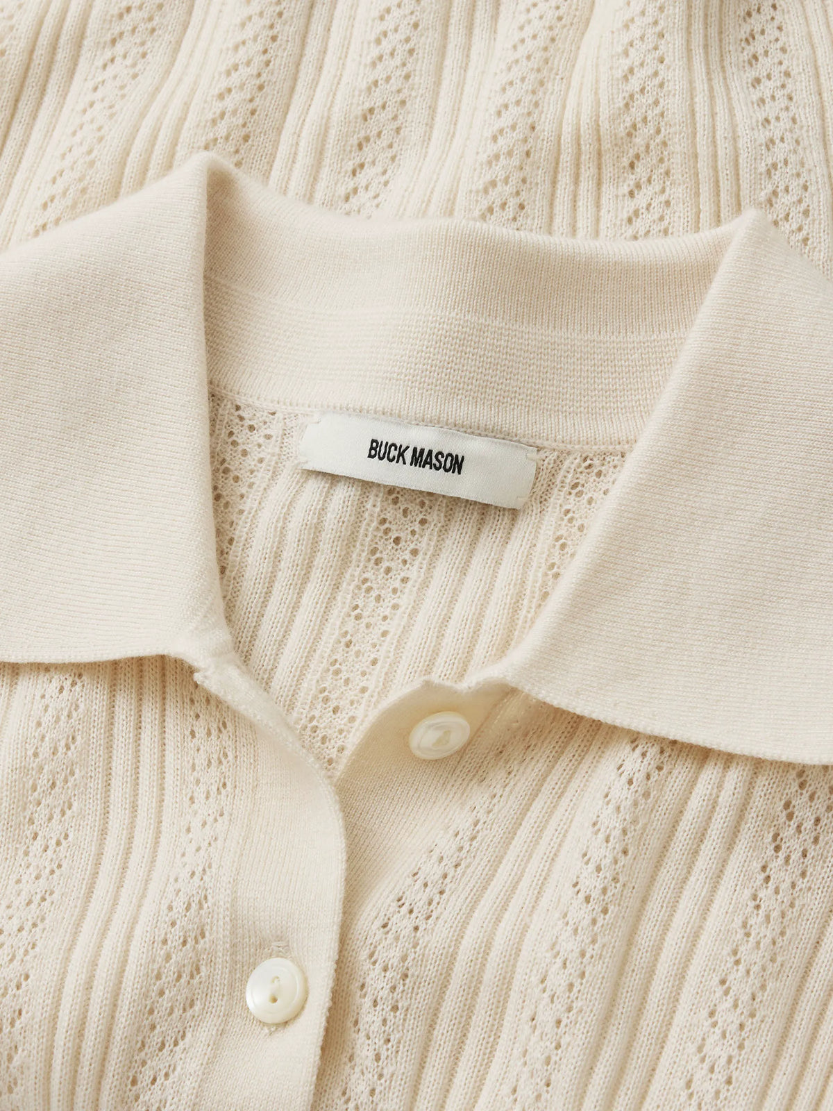 Natural Featherweight Silk Cashmere Pointelle Collared Cardigan