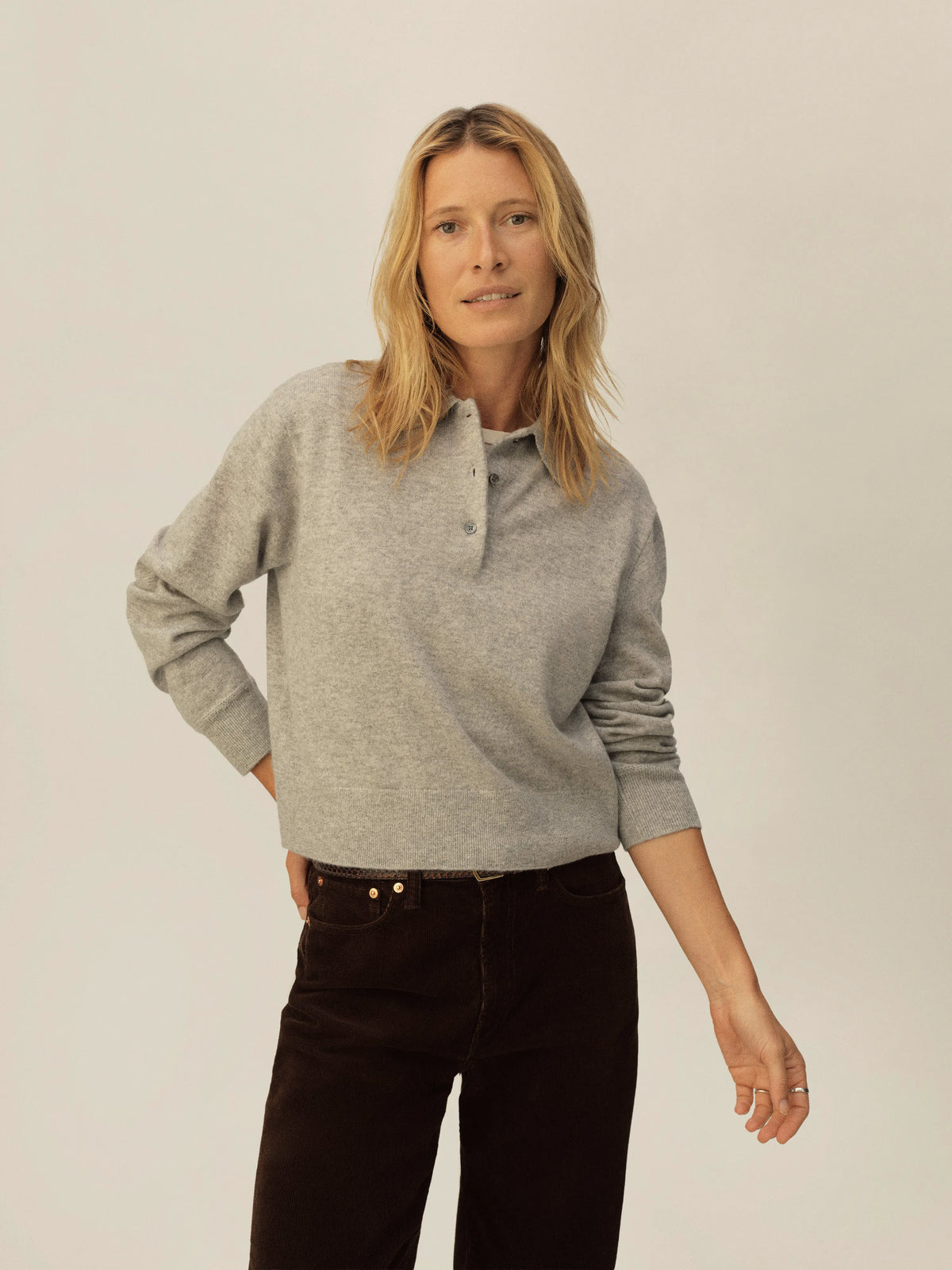 Heather Grey California Cashmere Polo