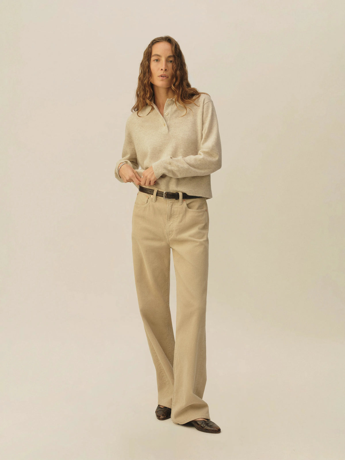 Heather Oat California Cashmere Polo