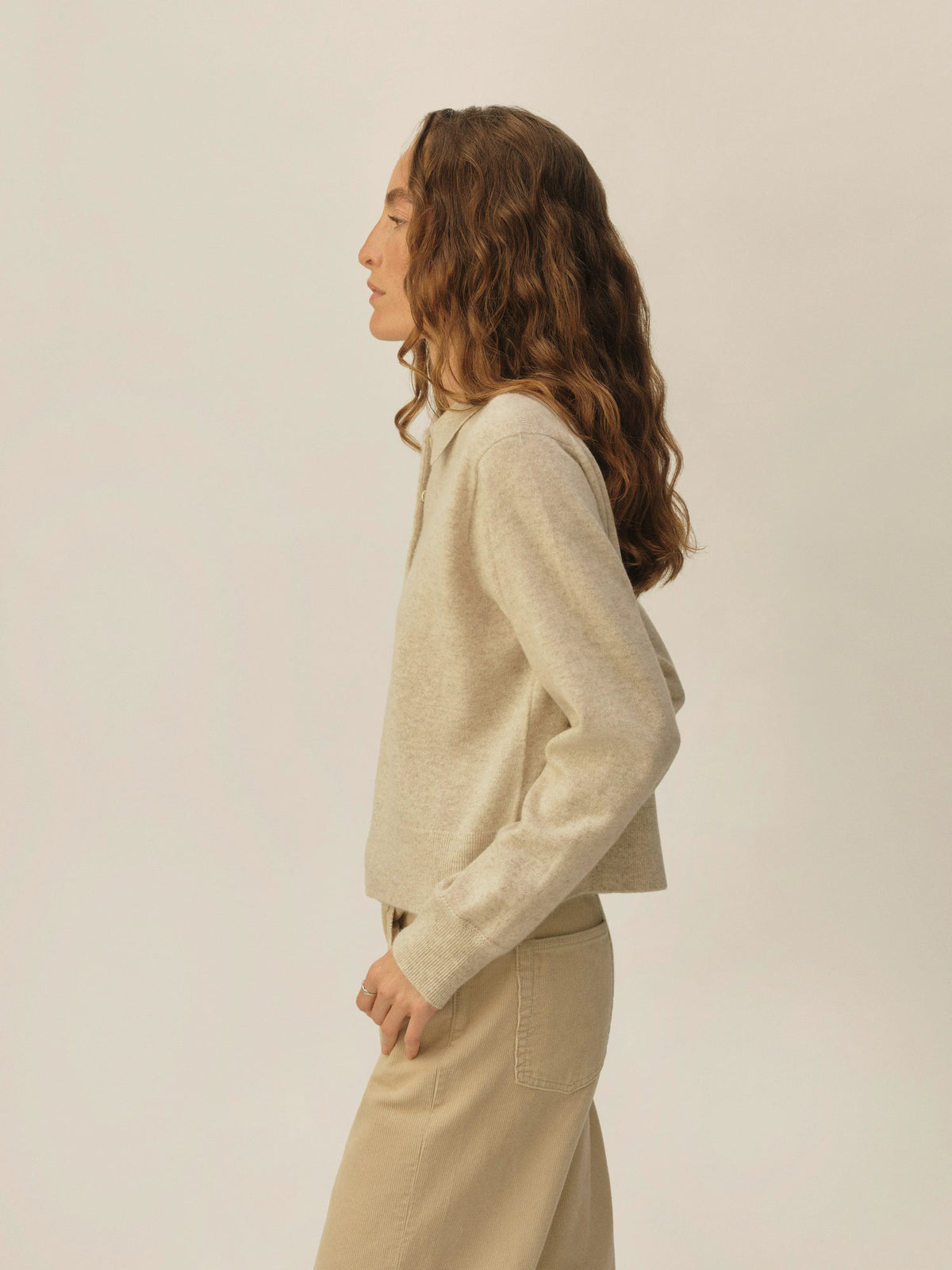 Heather Oat California Cashmere Polo