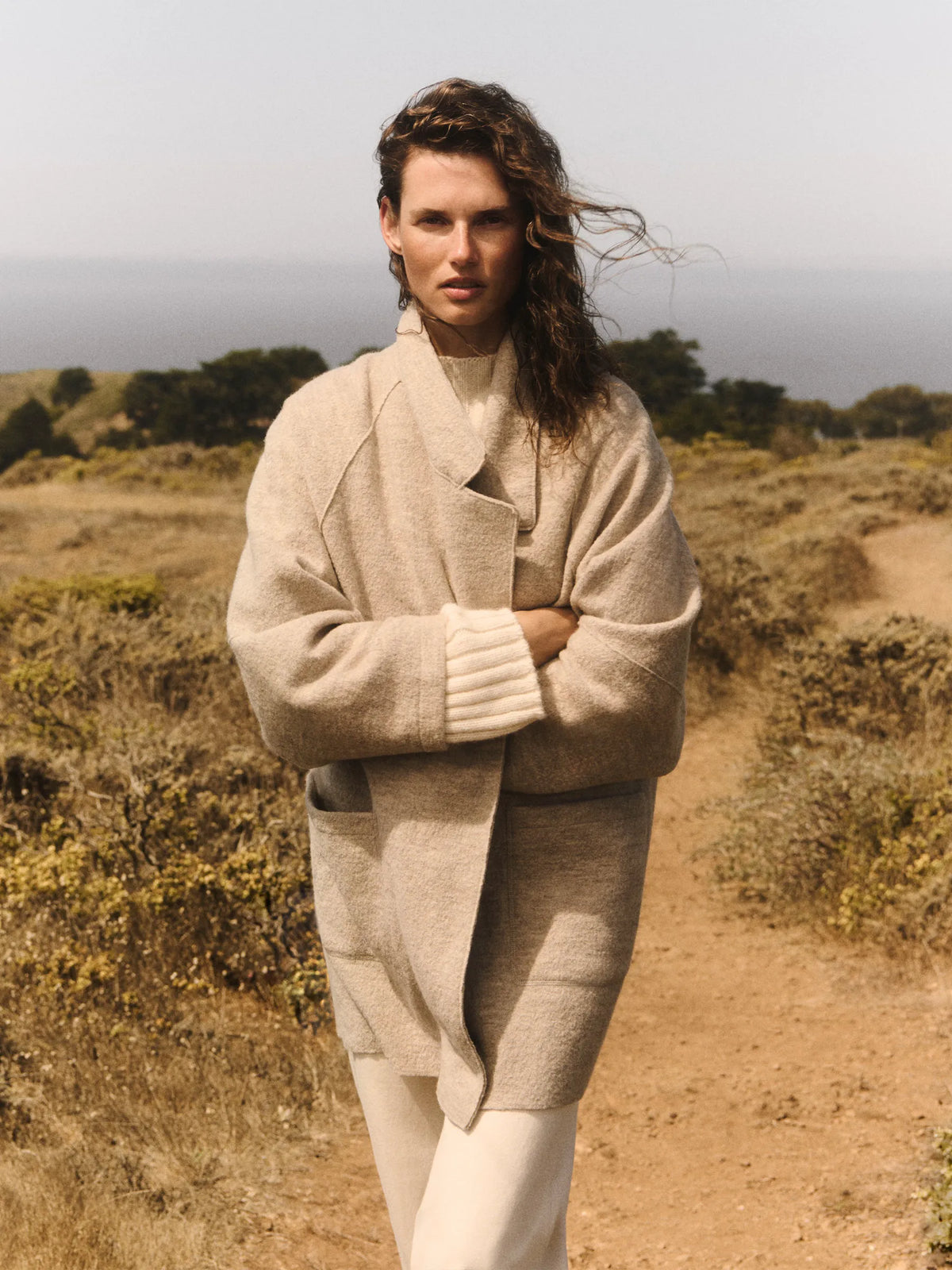 Marled Oatmeal Felted Wool Blanket Coat