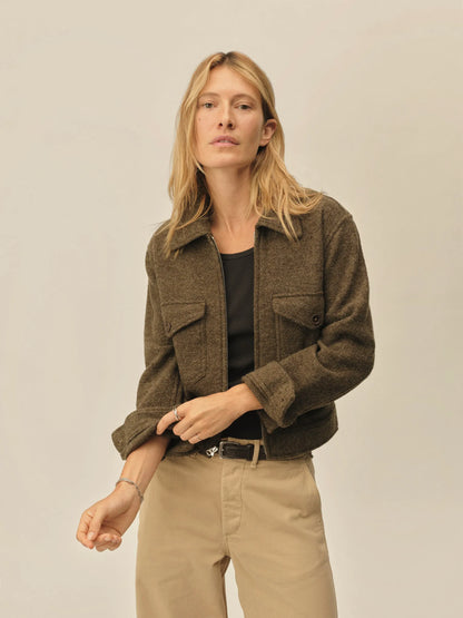 Marled Coastal Bluff Felted Wool Rider Jacket
