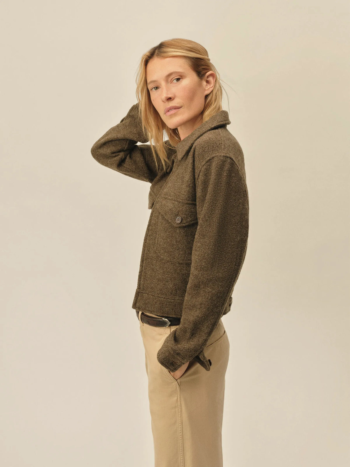 Marled Coastal Bluff Felted Wool Rider Jacket