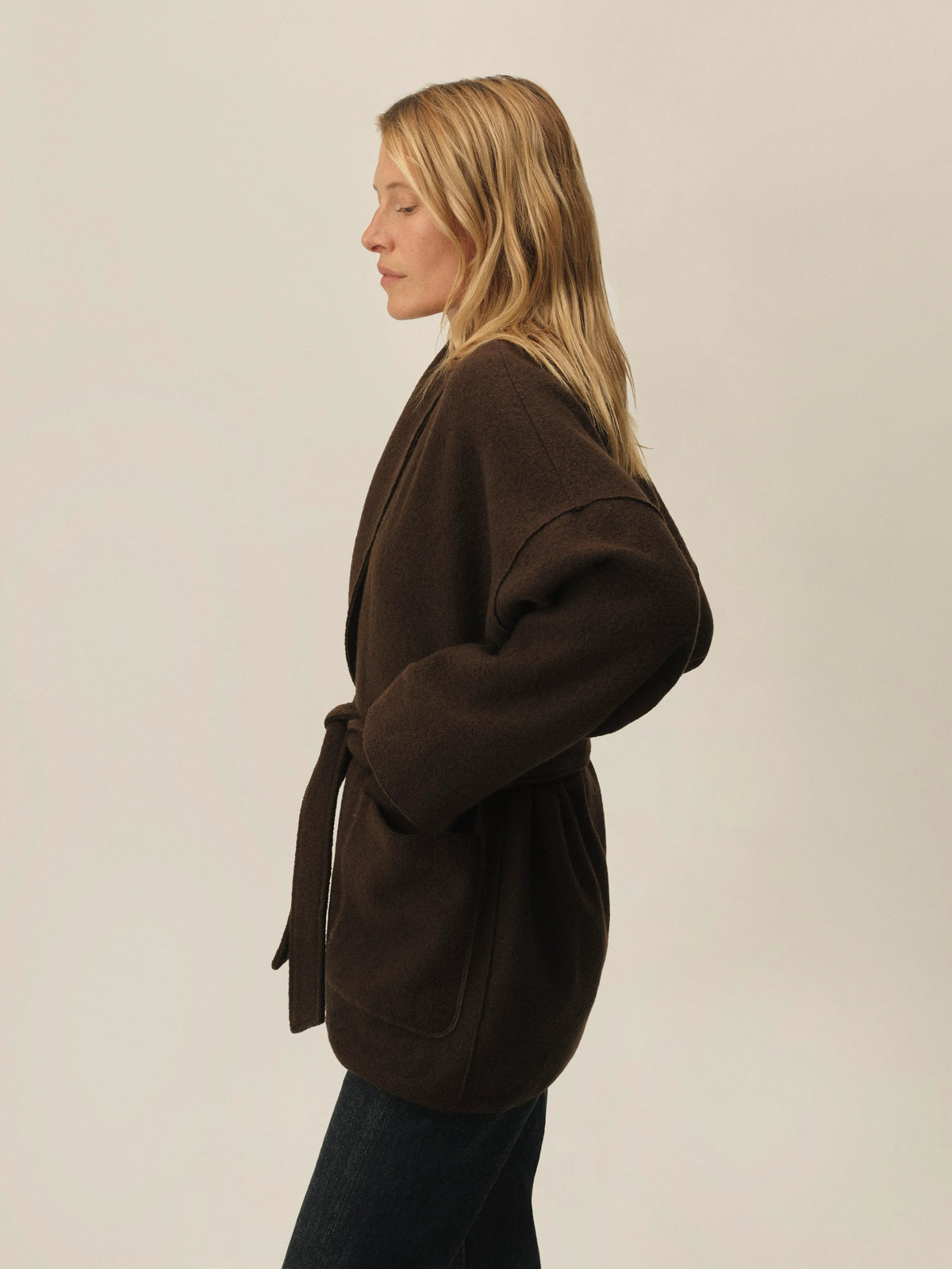 Clove Felted Wool Wrap Coat
