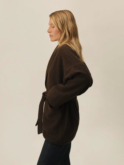 Clove Felted Wool Wrap Coat