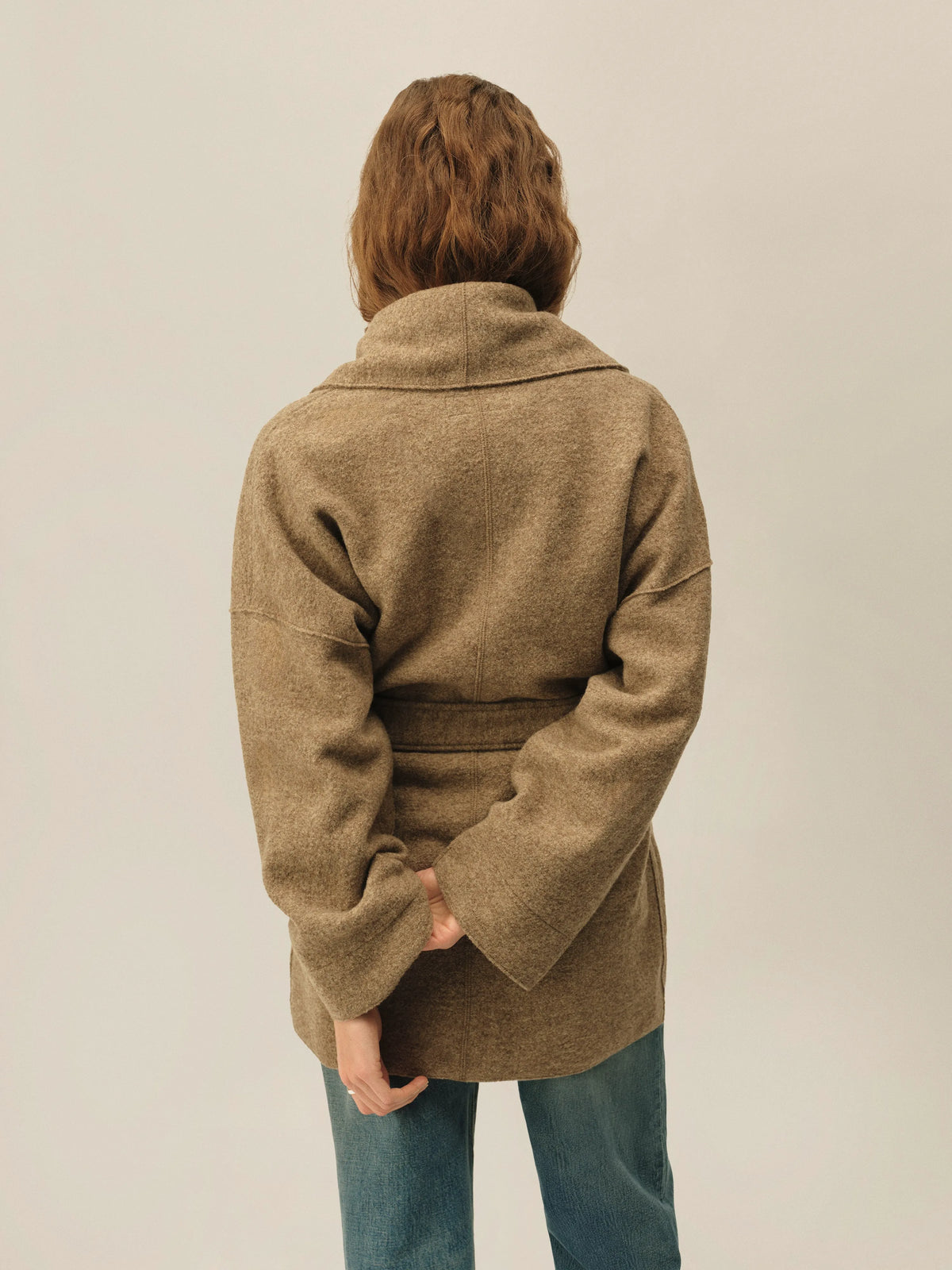 Marled Cardamom Felted Wool Wrap Coat