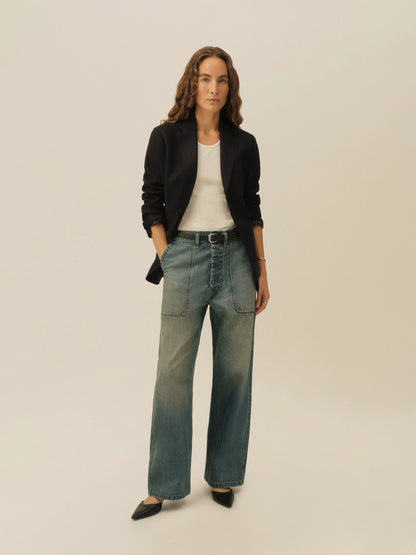 Navy Chalk Stripe Hollywood Blazer