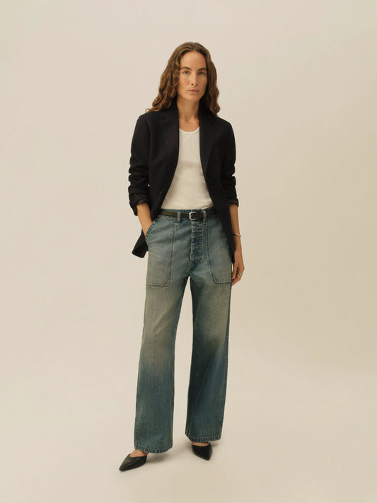 Navy Chalk Stripe Hollywood Blazer