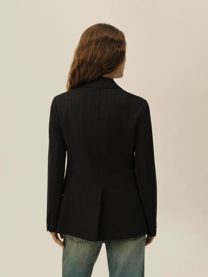 Navy Chalk Stripe Hollywood Blazer