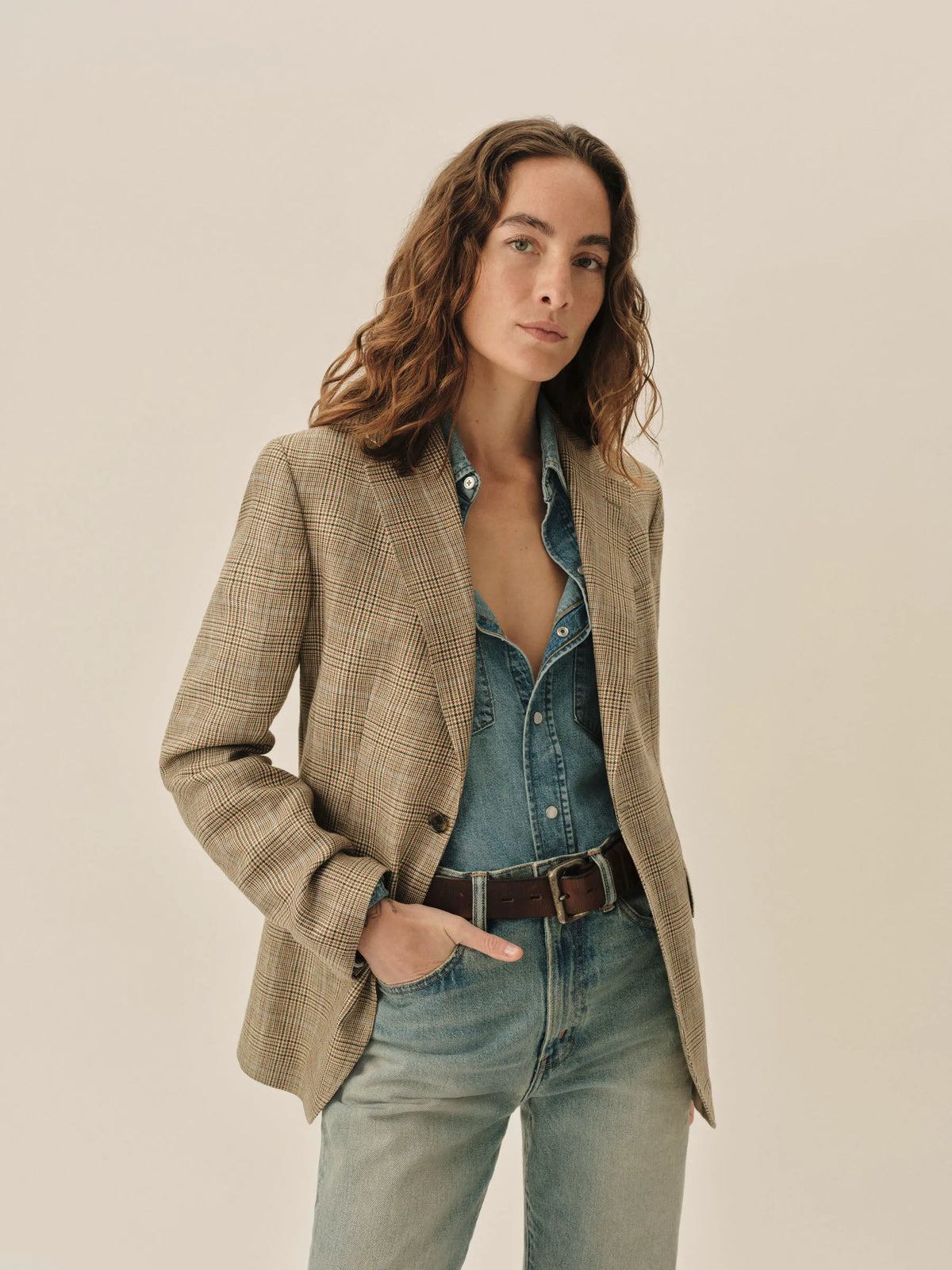 Campus Point Glen Plaid Hutton Linen Blazer