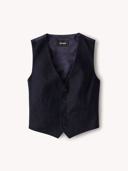 Navy Chalk Stripe Hollywood Vest