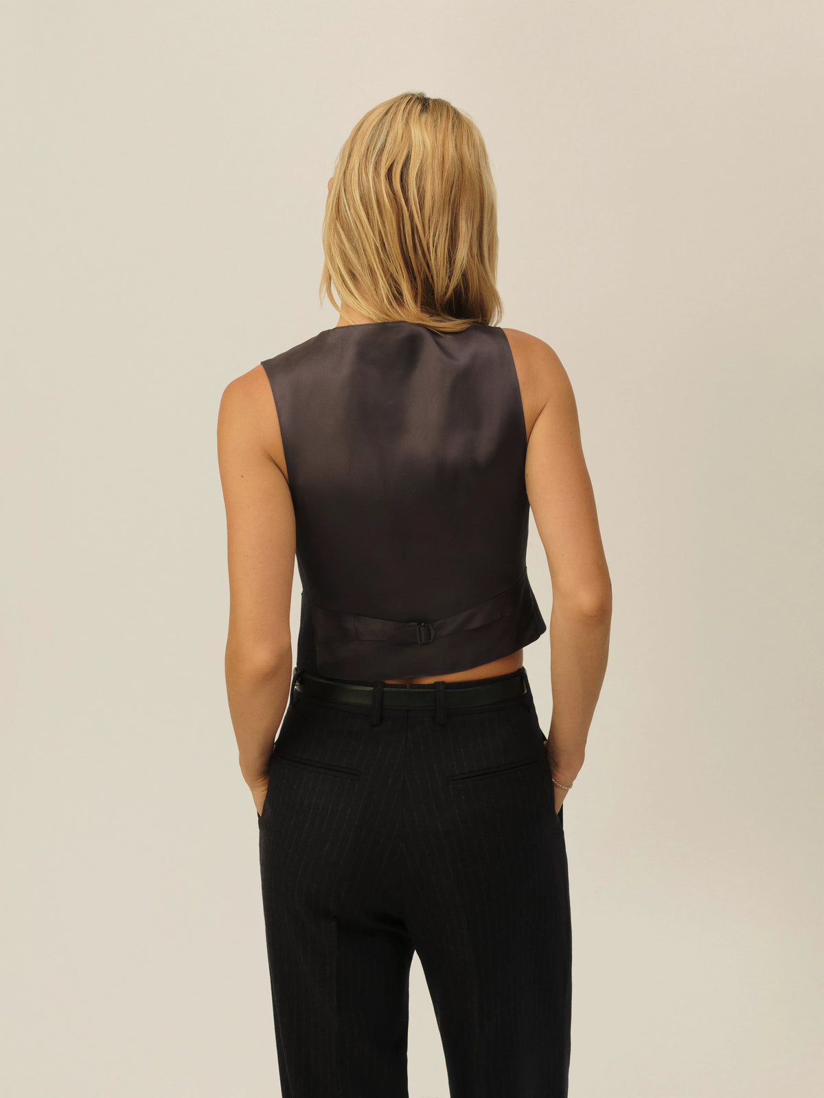 Navy Chalk Stripe Hollywood Vest