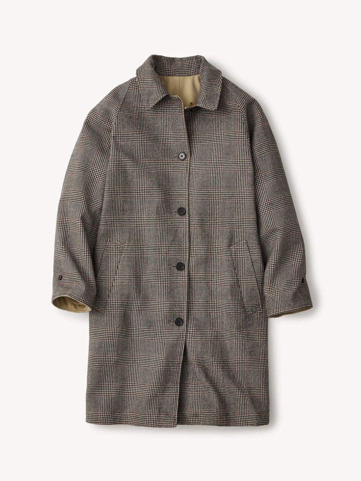 Khaki / Redwood Plaid Reversibe Mac Coat