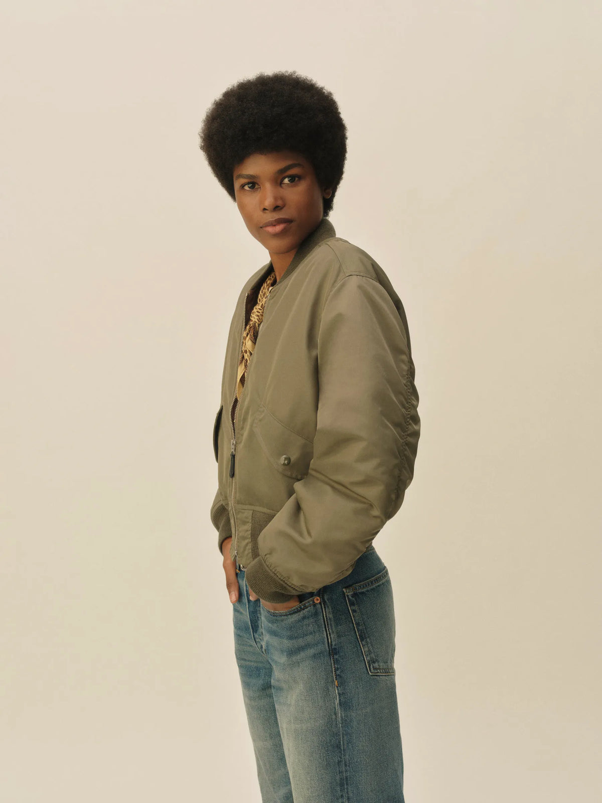 Soft Sage Cropped Flight Nylon Lz Bomber