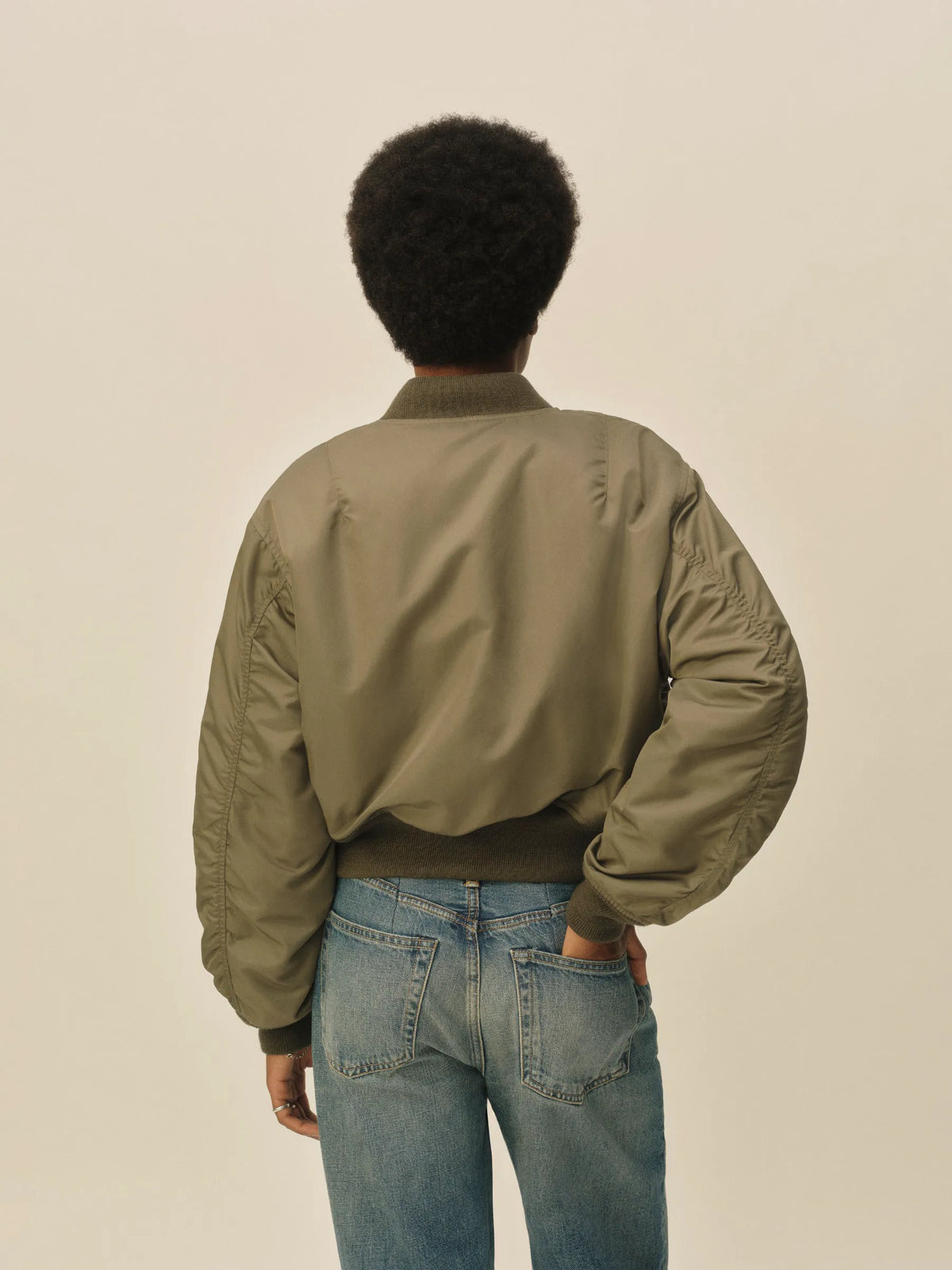Soft Sage Cropped Flight Nylon Lz Bomber