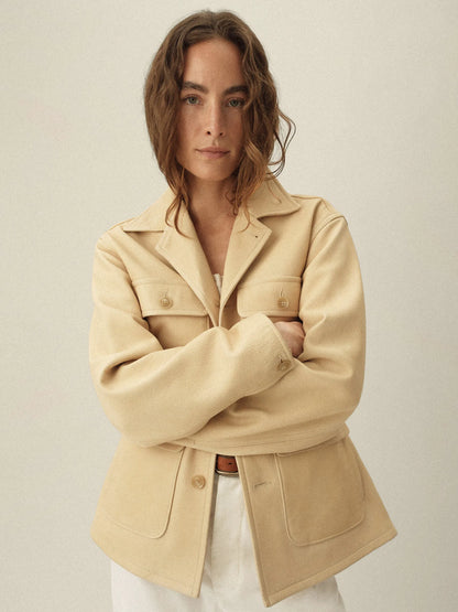 Ivory Pebbled Deerskin All Day Field Jacket
