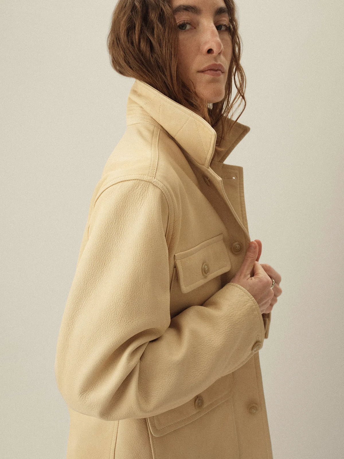Ivory Pebbled Deerskin All Day Field Jacket