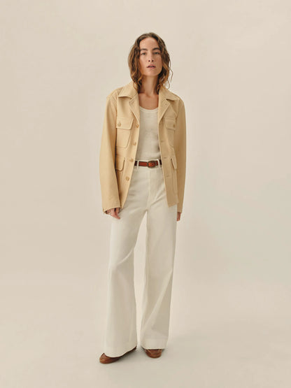 Ivory Pebbled Deerskin All Day Field Jacket