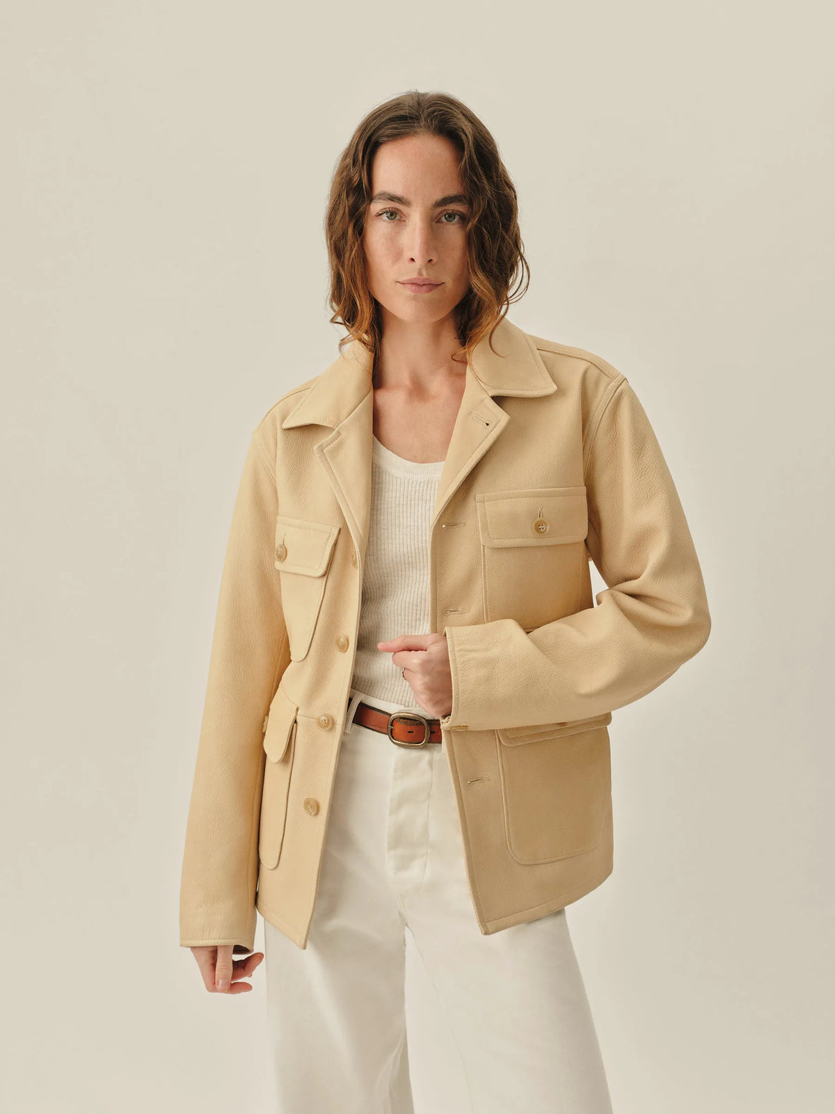 Ivory Pebbled Deerskin All Day Field Jacket