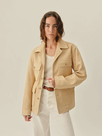 Ivory Pebbled Deerskin All Day Field Jacket