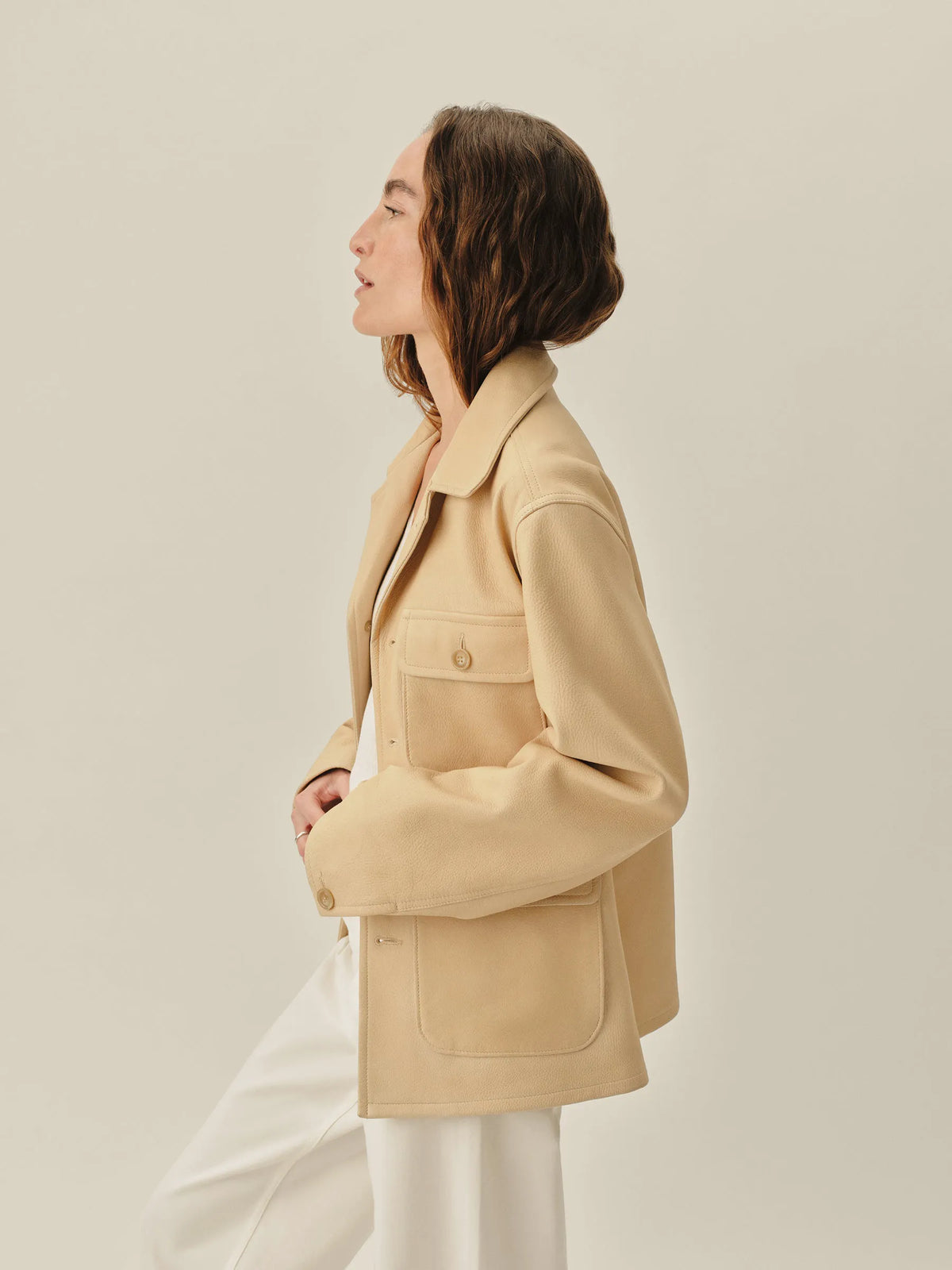 Ivory Pebbled Deerskin All Day Field Jacket