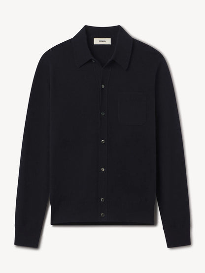 Dress Navy California Cashmere Collared Cardigan