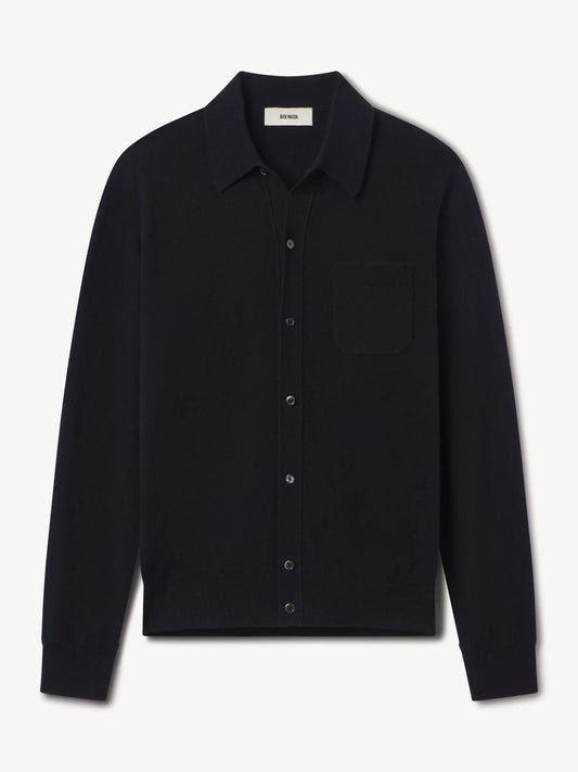 Dress Navy California Cashmere Collared Cardigan