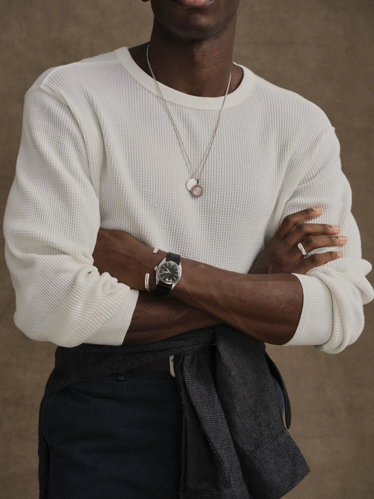 White Toughknit Thermal L/S Crew
