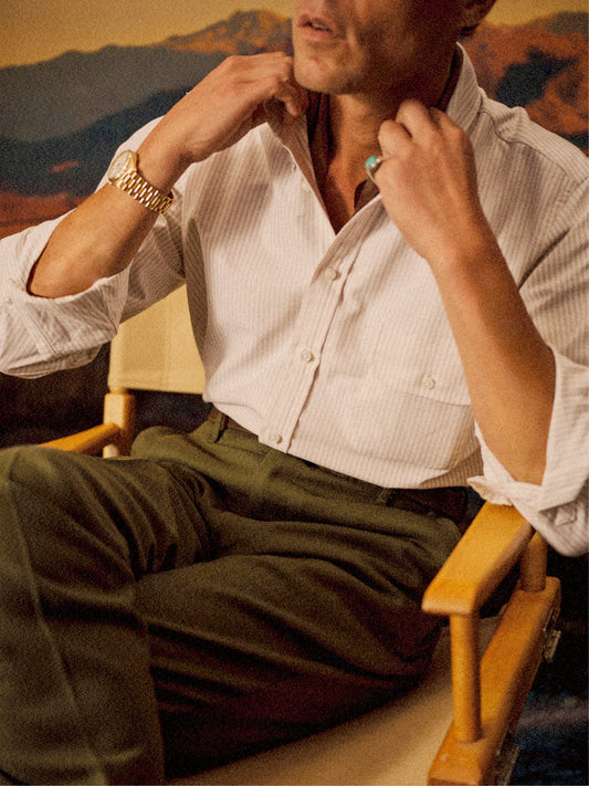 Brown/White Stripe Bryceland's X Buck Mason Perfect OCBD Shirt